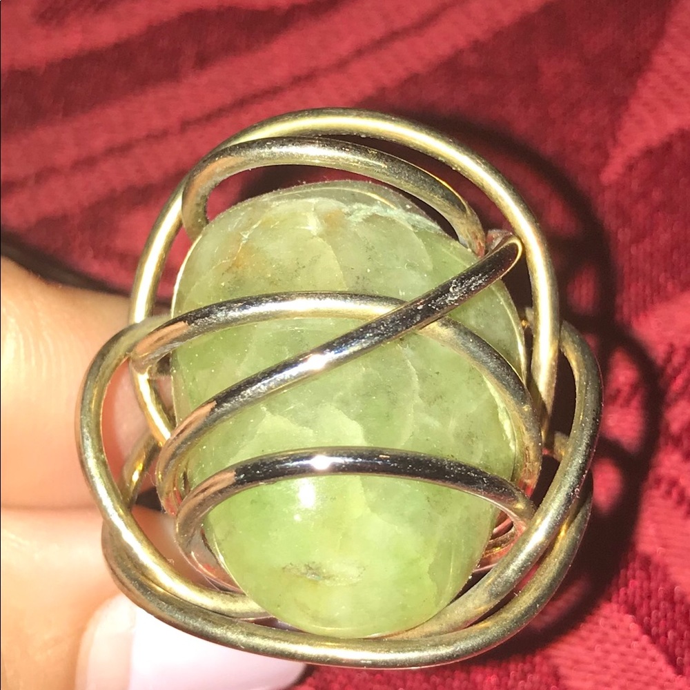 Chunky ring with light green stone